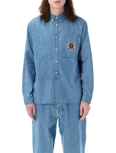 Pop Trading Company Pop Trading Company Pop Crest Bd Denim Shirt In Blue