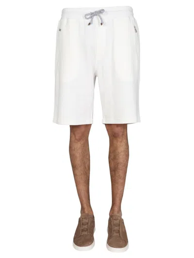 Brunello Cucinelli Drawstring Bermuda Shorts In White