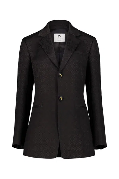 Marine Serre Moon Diamant Jacquard Blazer Clothing In Black