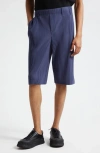 Issey Miyake Tailored Pleats 2 Crop Pants In Blue Charcoal