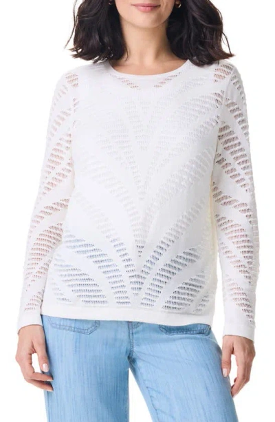 Nic + Zoe Placed Pointelle Stitch Sweater In Classic Cream