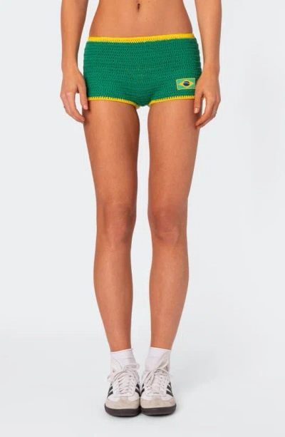 Edikted Brasil Knit Cover-up Shorts In Green