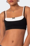 Edikted Gracie Layered Bra Top In Black And White