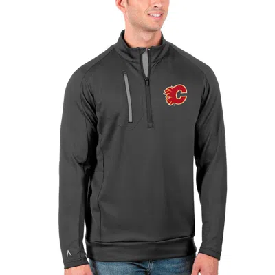 Antigua Charcoal/silver Calgary Flames Generation Quarter-zip Pullover Jacket
