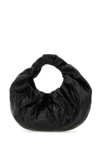 Alexander Wang Gathered Circular Leather Clutch Bag In Black