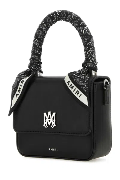 Amiri Black Nappa Leather Micro Bandana Handbag In Lna
