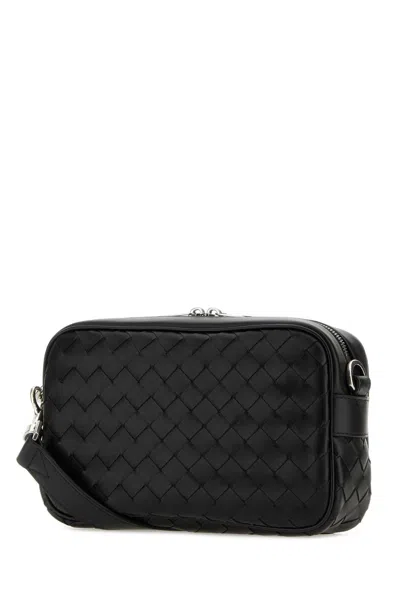 Bottega Veneta Black Leather Crossbody Bag In Blacksilver