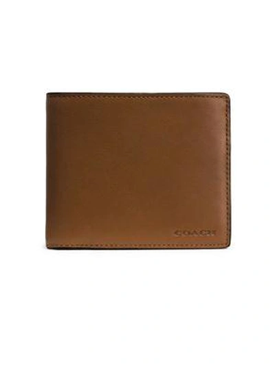 Coach Leather Wallet In Dark Saddle