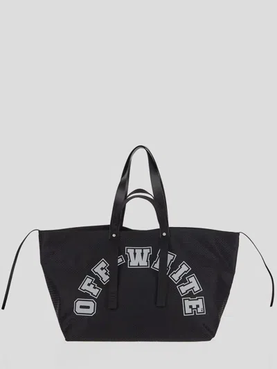 Off-white Logo-print Mesh Tote Bag In 1001 Black White