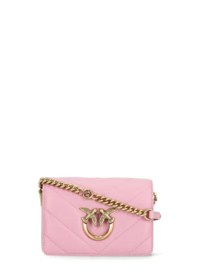 Pinko Mini Love Bag Click Big Chevron Shoulder Bag In Pink