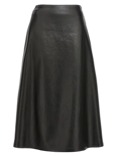 Balenciaga Leather Midi Skirt In Black
