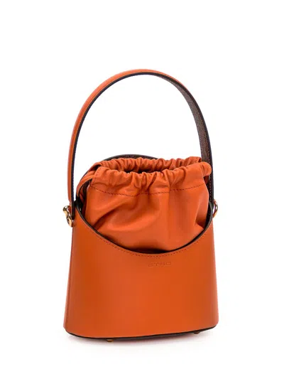 Etro Drawstring Mini Bucket Bag In Orange