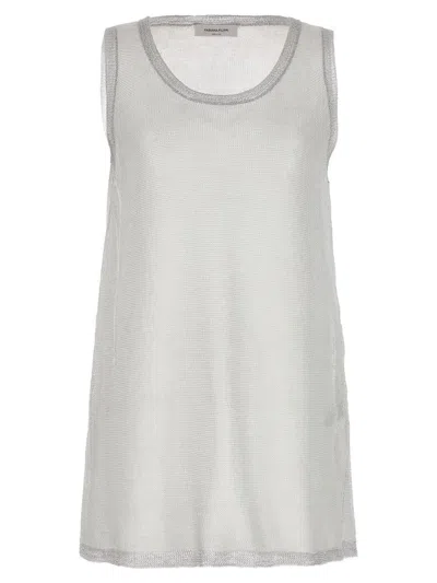 Fabiana Filippi Laminated Yarn Tank Top In Silver