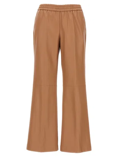 Nude Eco Leather Trousers In Beige