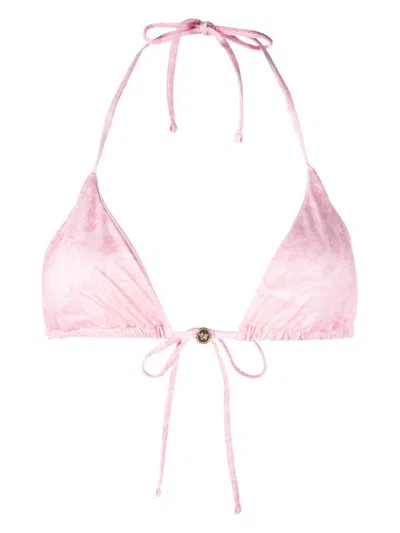 Versace Swim Bikini Lycra Waist Recycled Baroque Ss92 All Over Clothing In Pink & Purple