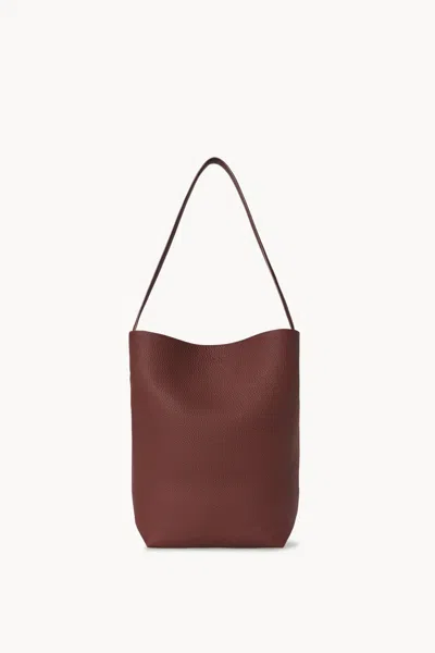 The Row Brown Leather Large N/s Park Shopping Bag In Bwod Burnt Wood