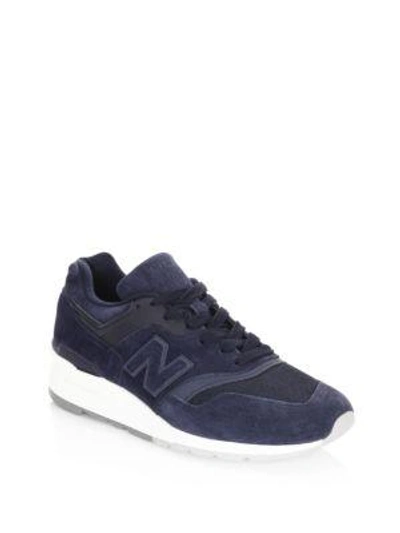 New Balance 997 Nubuck, Suede And Mesh Sneakers In Blue