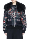 SACAI Faux fur floral embroidered padded bomber jacket