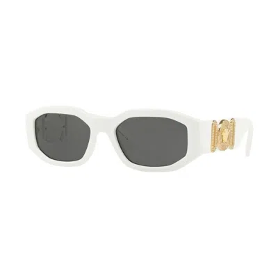 Versace Ve4425u White Sunglasses In Dark / Gray / White