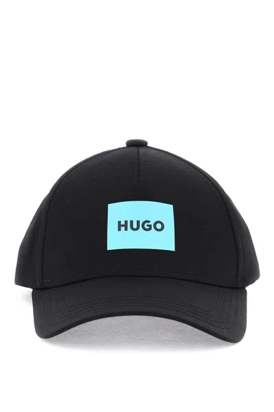Hugo Jude Mens Cotton-twill Woven Cap With Logo Print In Black