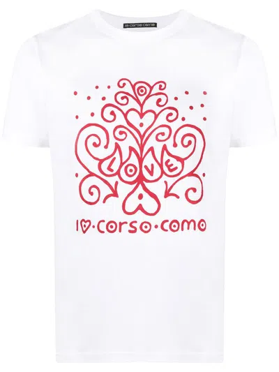 10 Corso Como Logo-print Short-sleeved T-shirt In White - Red Print