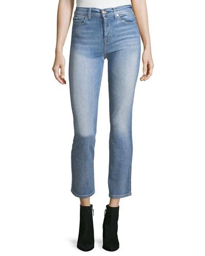 7 For All Mankind Edie High-rise Ankle Straight-leg Jeans, Vintage Azure In Indigo