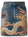 GUCCI embellished denim mini skirt,DRYCLEANONLY