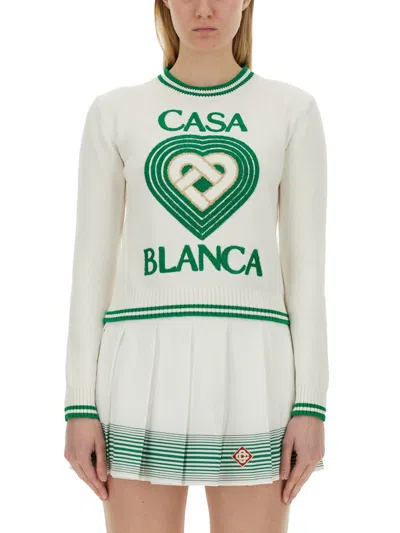 Casablanca Jersey With Logo In Ivory
