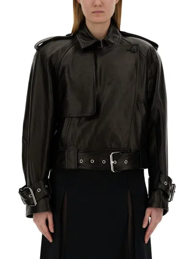 Khaite Hammond Brushed Leather Moto Jacket In Black