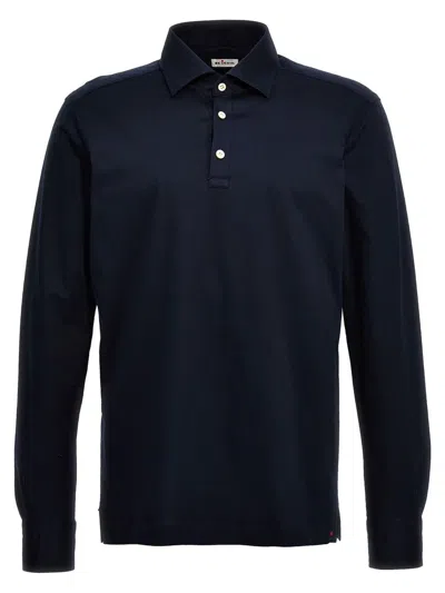 Kiton Men's Cotton-stretch Polo Shirt In Blue