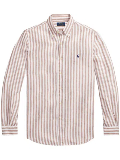 Polo Ralph Lauren Striped Shirt Clothing In Brown