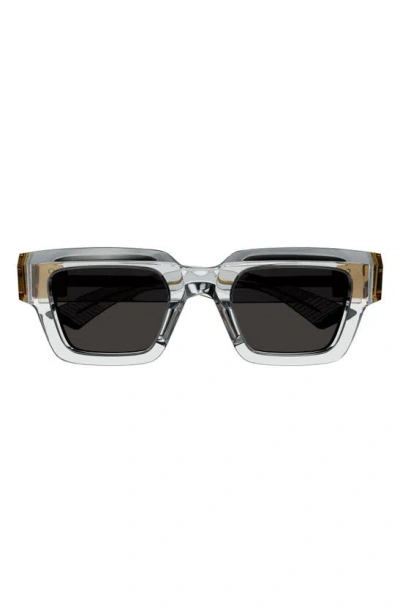Bottega Veneta Acetate Rectangle Sunglasses With Hardware Accents In Crystal