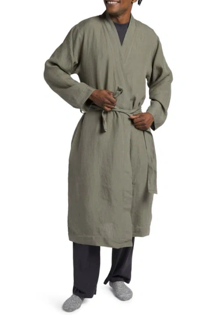 Parachute Gender Inclusive Linen Dressing Gown In Moss