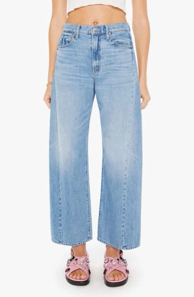 Mother The Half Pipe Flood High Rise Ankle Wide Leg Jeans In Material Girl In Blue