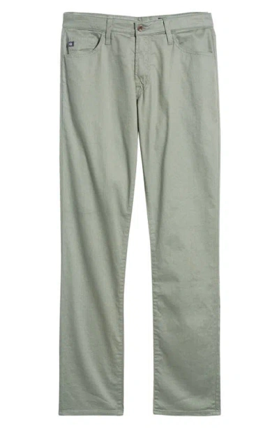Ag Everett Slim Straight Leg Stretch Cotton & Linen Trousers In Green Meadows