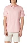 Bugatchi Miles Ooohcotton® Pin Dot Short Sleeve Button-up Shirt In Salmon