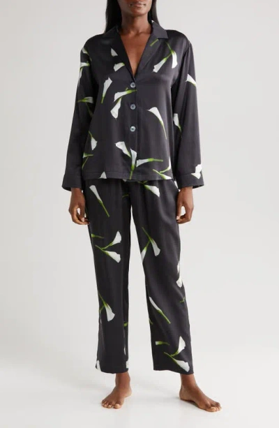 Lunya Long Sleeve Washable Silk Pajamas In Floating Lily