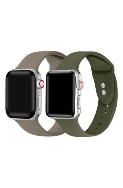 The Posh Tech Assorted 2-pack Silicone Apple Watch® Watchbands In Coffee/ Green
