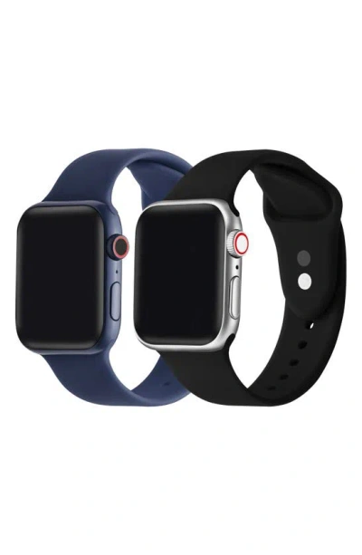 The Posh Tech Assorted 2-pack Silicone Apple Watch® Watchbands In Black/ Navy