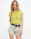 Allsaints Briar Crochet Knitted Slim Fit Top In Zest Lime Green