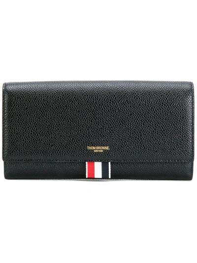 Thom Browne Mid-stripe Logo Detail Continental Wallet In Black