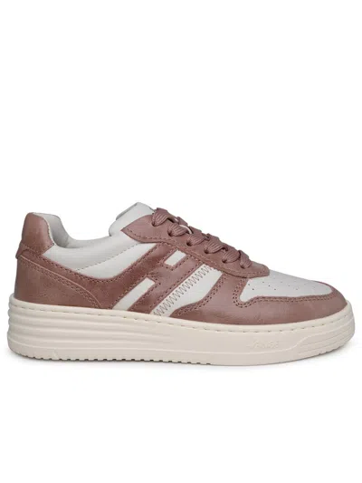 Hogan Two-color Leather Sneakers In Pink