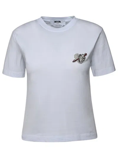 Msgm T-shirt Mini Logo Cuore In White