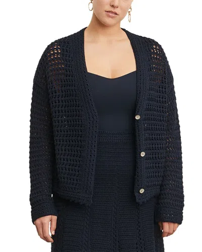 Vince Plus Crochet Cardigan In Blue