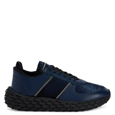 Giuseppe Zanotti Urchin Panelled Leather Trainers In Blue