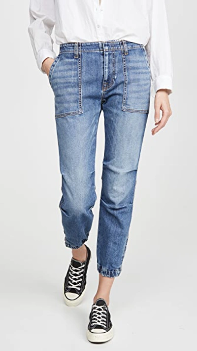 Nili Lotan Cropped French Military Jeans In Duane Wash