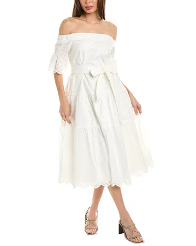 Gracia Off-the-shoulder A-line Dress In White
