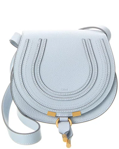 Chloé Marcie Small Leather Saddle Bag In Blue