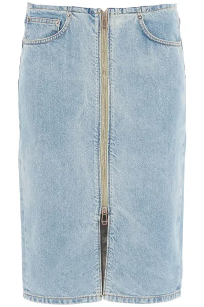 Haikure Tiger Pencil Denim Skirt In Blue