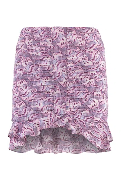 Isabel Marant Milendi Printed Silk Skirt In Purple